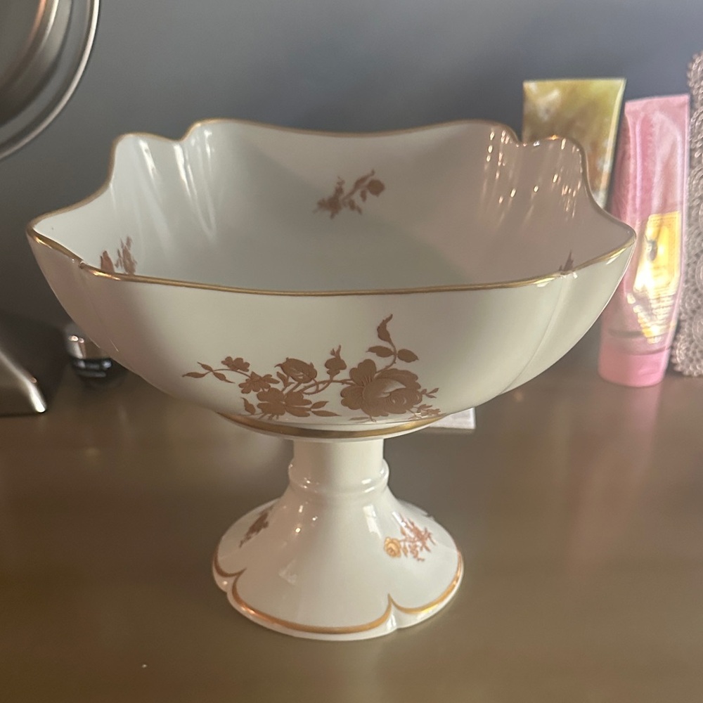 Limoges White and Gold Floral Bowl